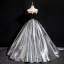 Vintage / Retro Silver Pearl Appliques Prom Dresses 2024 Ball Gown Strapless Sleeveless Backless Floor-Length / Long Prom Formal Dresses