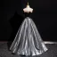 Vintage / Retro Silver Pearl Appliques Prom Dresses 2024 Ball Gown Strapless Sleeveless Backless Floor-Length / Long Prom Formal Dresses