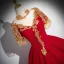 Chinese style Gold Beading Sequins Tassel Red Prom Dresses 2024 Ball Gown High Neck Short Sleeve Backless Floor-Length / Long Prom Formal Dresses