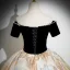 Elegant Black Glitter Pearl Rhinestone Prom Dresses 2024 Ball Gown Off-The-Shoulder Short Sleeve Backless Prom Floor-Length / Long Formal Dresses