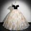 Elegant Black Glitter Pearl Rhinestone Prom Dresses 2024 Ball Gown Off-The-Shoulder Short Sleeve Backless Prom Floor-Length / Long Formal Dresses