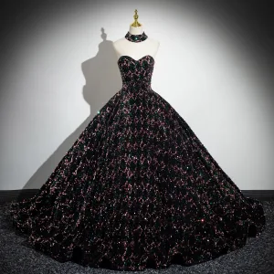 Sparkly Multi Colors Sequins Prom Dresses 2024 Ball Gown Strapless Sleeveless Backless Sweep Train Prom Formal Dresses