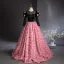 Lovely Candy Pink Appliques Prom Dresses 2024 Ball Gown Scoop Neck Backless 3/4 Sleeve Floor-Length / Long Prom Formal Dresses