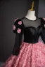 Lovely Candy Pink Appliques Prom Dresses 2024 Ball Gown Scoop Neck Backless 3/4 Sleeve Floor-Length / Long Prom Formal Dresses