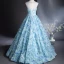 Chic / Beautiful Sky Blue Appliques Bow Sash Prom Dresses 2024 Ball Gown Scoop Neck Sleeveless Backless Floor-Length / Long Prom Formal Dresses
