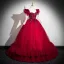 Chic / Beautiful Red Beading Pearl Sequins Prom Dresses 2024 Ball Gown Scoop Neck Long Sleeve Backless Floor-Length / Long Prom Formal Dresses