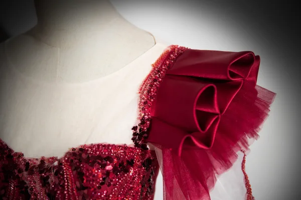 Chic / Beautiful Red Beading Pearl Sequins Prom Dresses 2024 Ball Gown Scoop Neck Long Sleeve Backless Floor-Length / Long Prom Formal Dresses