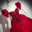 Chic / Beautiful Red Beading Pearl Sequins Prom Dresses 2024 Ball Gown Scoop Neck Long Sleeve Backless Floor-Length / Long Prom Formal Dresses