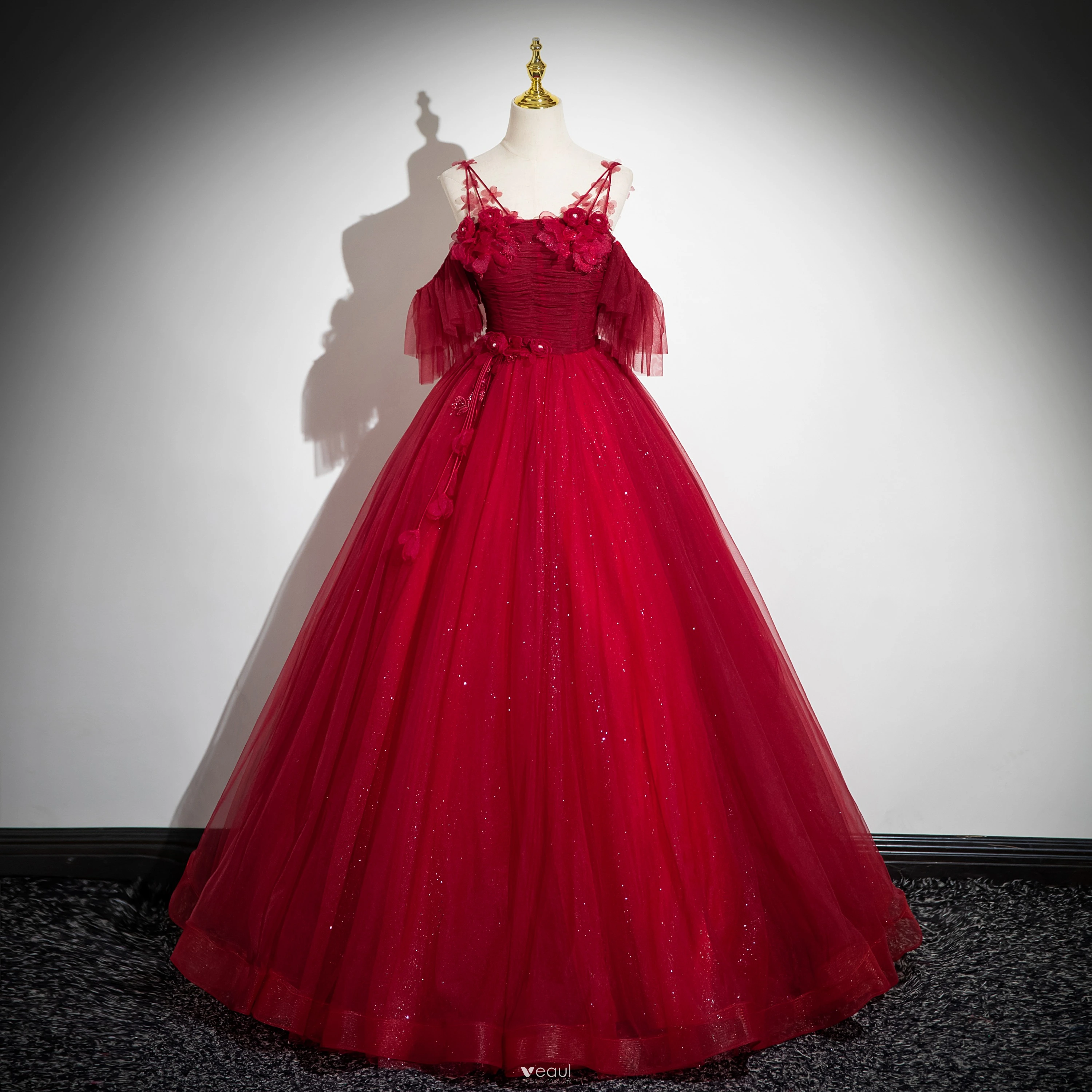 strapless open back dress The Signature Red Pearl Dress