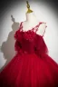 Chic / Beautiful Red Pearl Appliques Prom Dresses 2024 Ball Gown Short Sleeve Backless Spaghetti Straps Floor-Length / Long Prom Formal Dresses