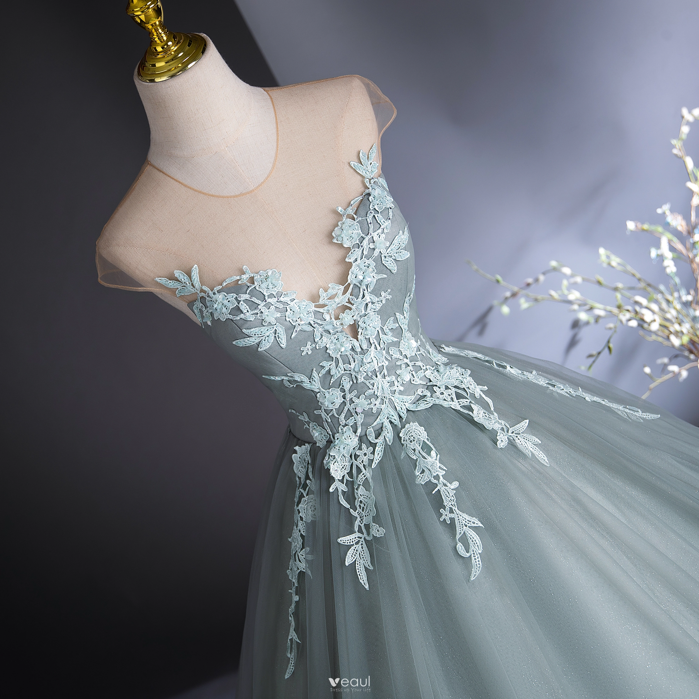 slim fit dress slacks Dressself Mermaid Mint Green Long Backless Tight Prom Dress main image 0