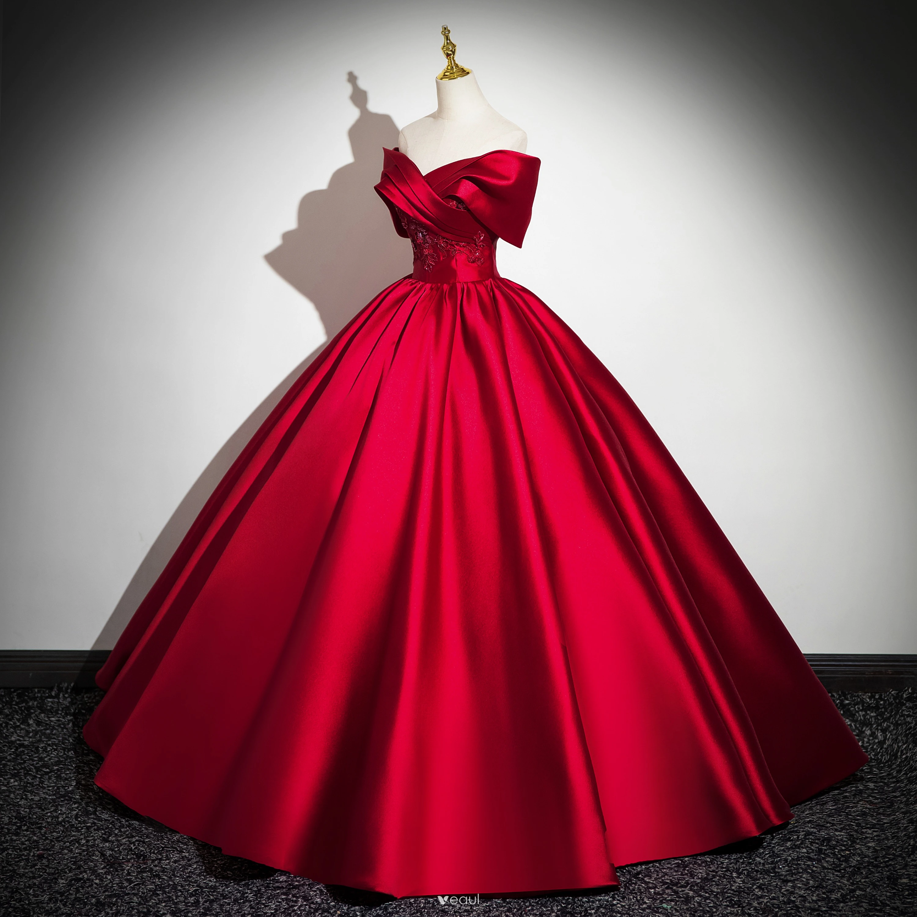 elegant red dresses Elegant Red Chiffon Arabic Evening Dresses with Cape Sleeves SF032 –  DreamyVow