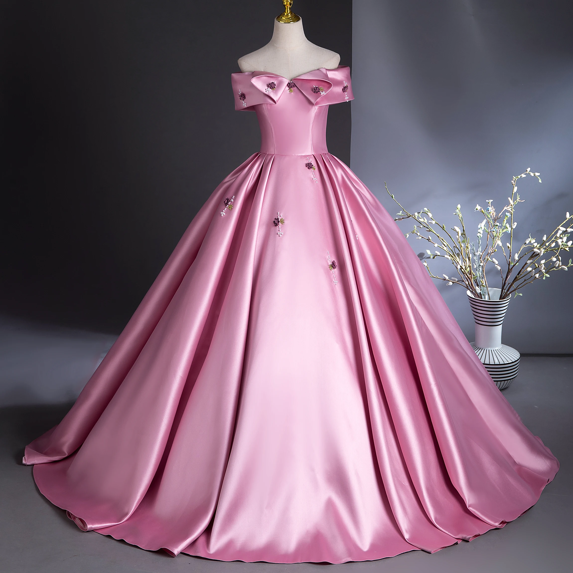 strapless open back dress EMI short dress with long puff sleeves and open back plus lurex neckla –  Relish main image 1