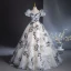 Elegant White Printing Prom Dresses 2024 Ball Gown Off-The-Shoulder Puffy Short Sleeve Backless Floor-Length / Long Prom Formal Dresses