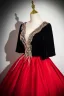 Elegant Red Beading Pearl Sequins Prom Dresses 2024 Ball Gown Scoop Neck Short Sleeve Backless Floor-Length / Long Prom Formal Dresses