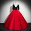 Elegant Red Beading Pearl Sequins Prom Dresses 2024 Ball Gown Scoop Neck Short Sleeve Backless Floor-Length / Long Prom Formal Dresses