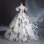 Elegant White Printing Prom Dresses 2024 Ball Gown Off-The-Shoulder Puffy Short Sleeve Backless Floor-Length / Long Prom Formal Dresses