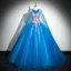 Elegante Blau Perlenstickerei Perle Pailletten Spitze Blumen Ballkleider 2024 Ballkleid Rundhalsausschnitt Ärmellos Rückenfreies Lange Ball Festliche Kleider