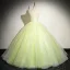 Chic / Beautiful Sage Green Beading Lace Flower Prom Dresses 2024 Ball Gown V-Neck Sleeveless Backless Floor-Length / Long Prom Formal Dresses
