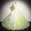 Chic / Beautiful Sage Green Beading Lace Flower Prom Dresses 2024 Ball Gown V-Neck Sleeveless Backless Floor-Length / Long Prom Formal Dresses