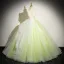 Chic / Beautiful Sage Green Beading Lace Flower Prom Dresses 2024 Ball Gown V-Neck Sleeveless Backless Floor-Length / Long Prom Formal Dresses