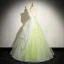 Chic / Beautiful Sage Green Beading Lace Flower Prom Dresses 2024 Ball Gown V-Neck Sleeveless Backless Floor-Length / Long Prom Formal Dresses