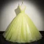 Chic / Beautiful Sage Green Beading Sequins Appliques Prom Dresses 2024 Ball Gown V-Neck Sleeveless Backless Floor-Length / Long Prom Formal Dresses