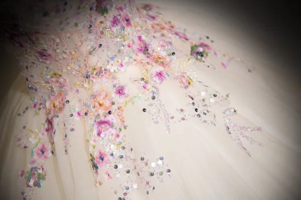 Chic / Beautiful Champagne Multi-Colors Sequins Lace Flower Appliques Prom Dresses 2024 Ball Gown Off-The-Shoulder Sleeveless Backless Floor-Length / Long Prom Formal Dresses