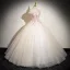 Chic / Beautiful Champagne Multi-Colors Sequins Lace Flower Appliques Prom Dresses 2024 Ball Gown Off-The-Shoulder Sleeveless Backless Floor-Length / Long Prom Formal Dresses