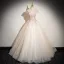 Chic / Beautiful Champagne Multi-Colors Sequins Lace Flower Appliques Prom Dresses 2024 Ball Gown Off-The-Shoulder Sleeveless Backless Floor-Length / Long Prom Formal Dresses