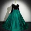 Vintage / Retro Dark Green Sequins Satin Prom Dresses Ball Gown 2024 V-Neck Long Sleeve Backless Floor-Length / Long Prom Formal Dresses