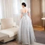 Charming Silver Grey Beading Pearl Sequins Lace Flower Prom Dresses 2023 A-Line / Princess High Neck Short Sleeve Backless Floor-Length / Long Prom Formal Dresses