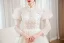 Charming Ivory Handmade  Beading Sequins Prom Dresses 2023 A-Line / Princess High Neck 3/4 Sleeve Floor-Length / Long Prom Formal Dresses