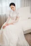 Charming Ivory Handmade  Beading Sequins Prom Dresses 2023 A-Line / Princess High Neck 3/4 Sleeve Floor-Length / Long Prom Formal Dresses