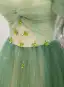 Chic / Belle Dégradé De Couleur Vert Cendré Glitter Paillettes Appliques Robe De Bal 2025 Princesse Encolure Carrée Manches Courtes Dos Nu Longue Promo Robe De Ceremonie