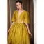 Elegant Gold Yellow Prom Dresses 2023 A-Line / Princess Square Neckline Short Sleeve Backless Floor-Length / Long Formal Dresses