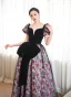Élégant Noire Impression Robe De Bal 2023 Princesse Bretelles Spaghetti Manches Courtes Dos Nu Noeud Longue Promo Robe De Ceremonie