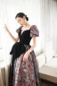 Élégant Noire Impression Robe De Bal 2023 Princesse Bretelles Spaghetti Manches Courtes Dos Nu Noeud Longue Promo Robe De Ceremonie
