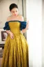 Elegant Gold Yellow Prom Dresses 2023 A-Line / Princess Off-The-Shoulder Short Sleeve Backless Floor-Length / Long Prom Formal Dresses