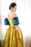 Elegant Gold Yellow Prom Dresses 2023 A-Line / Princess Off-The-Shoulder Short Sleeve Backless Floor-Length / Long Prom Formal Dresses