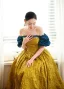 Elegant Gold Yellow Prom Dresses 2023 A-Line / Princess Off-The-Shoulder Short Sleeve Backless Floor-Length / Long Prom Formal Dresses