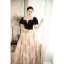 Chic / Beautiful Black Prom Dresses 2023 A-Line / Princess Pearl Square Neckline Short Sleeve Backless Floor-Length / Long Prom Formal Dresses