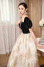 Chic / Beautiful Black Prom Dresses 2023 A-Line / Princess Pearl Square Neckline Short Sleeve Backless Floor-Length / Long Prom Formal Dresses