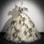 Fashion Champagne Printing Prom Dresses 2024 Ball Gown Off-The-Shoulder Short Sleeve Backless Floor-Length / Long Formal Dresses