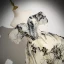 Fashion Champagne Printing Prom Dresses 2024 Ball Gown Off-The-Shoulder Short Sleeve Backless Floor-Length / Long Formal Dresses