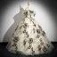 Fashion Champagne Printing Prom Dresses 2024 Ball Gown Off-The-Shoulder Short Sleeve Backless Floor-Length / Long Formal Dresses
