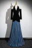 Modest  Black Glitter Prom Dresses 2024 A-Line / Princess Halter 3/4 Sleeve Backless Floor-Length / Long Formal Dresses