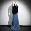 Modest  Black Glitter Prom Dresses 2024 A-Line / Princess Halter 3/4 Sleeve Backless Floor-Length / Long Formal Dresses