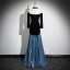Modest  Black Glitter Prom Dresses 2024 A-Line / Princess Halter 3/4 Sleeve Backless Floor-Length / Long Formal Dresses