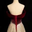 Sparkly Burgundy Beading Pearl Sequins Prom Dresses 2024 A-Line / Princess Off-The-Shoulder Short Sleeve Backless Floor-Length / Long Prom Formal Dresses